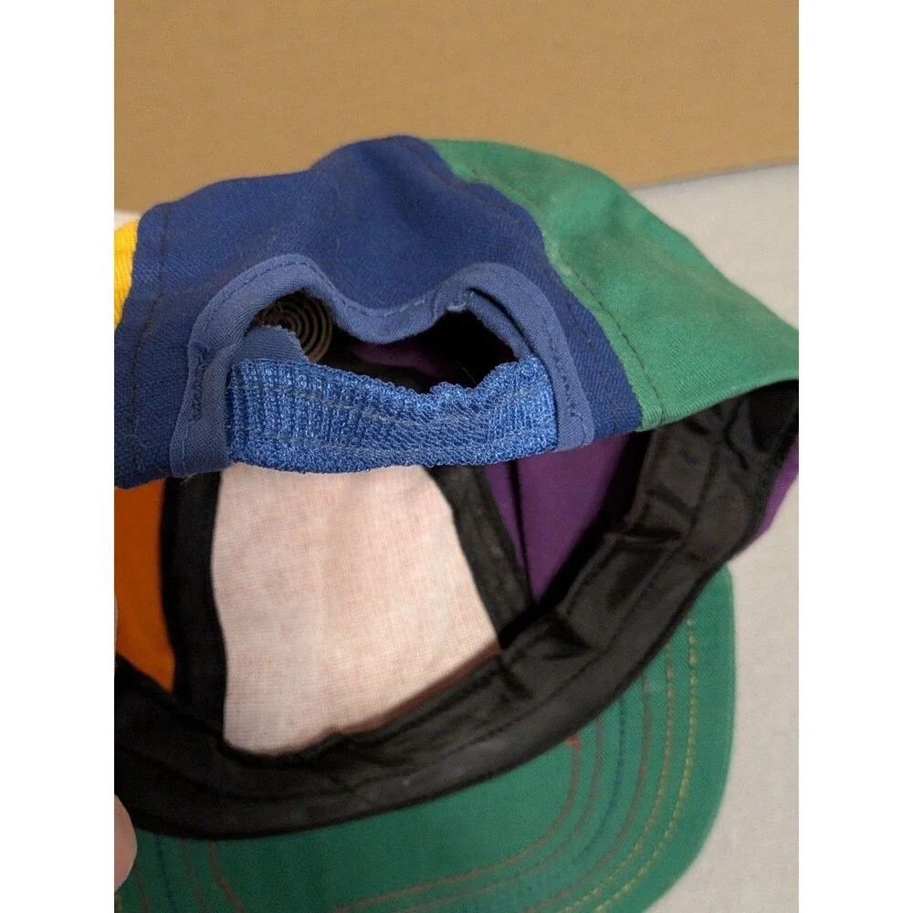 Vintage Interstellar Propeller Rainbow Colorblock Beanie Hat USA Dinosaur Large